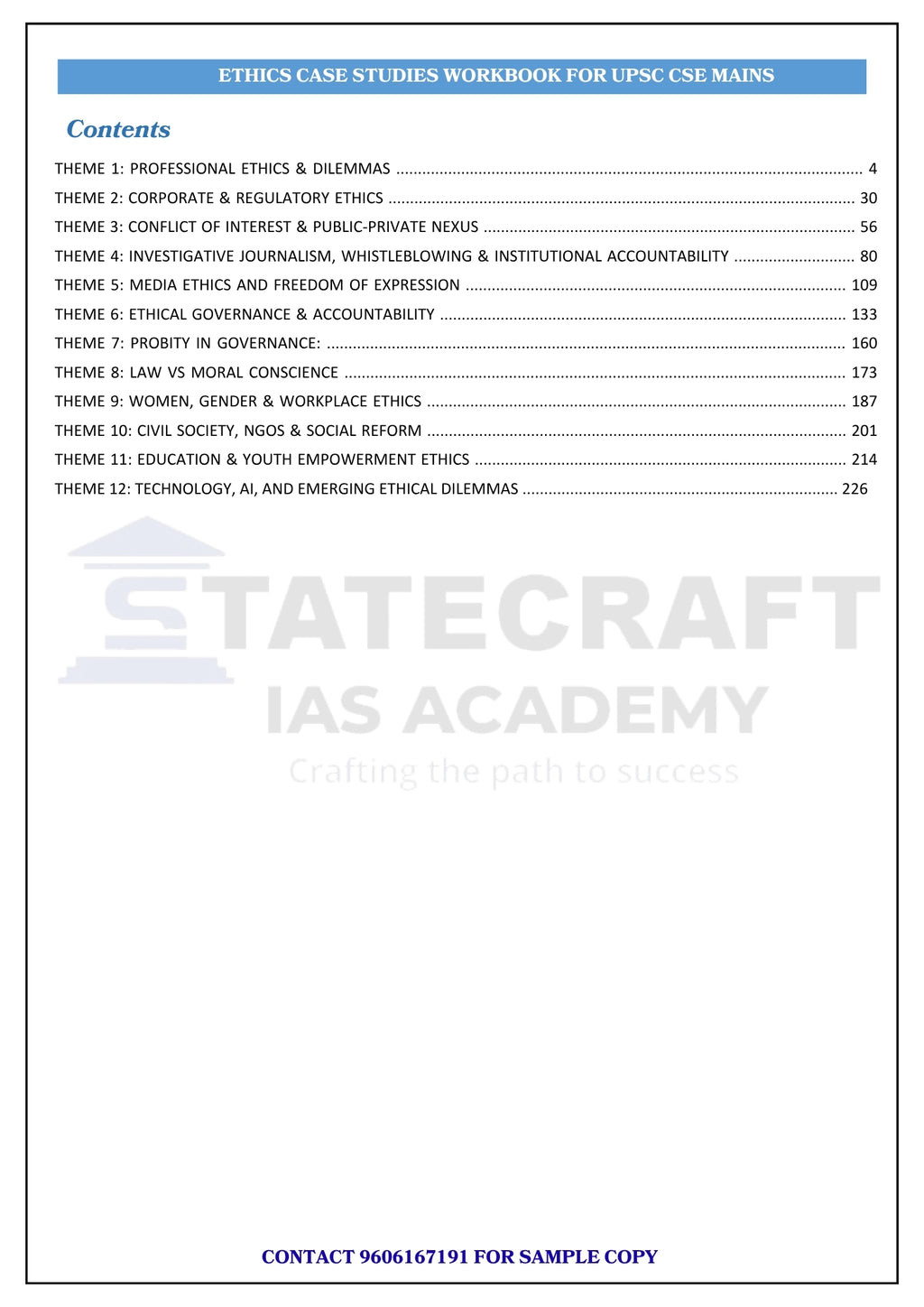 Ethics Workbooks for UPSC & State PCS Mains | Case Studies, PYQs & Model Answers | Statecraft IAS Academy (eBook PDF)