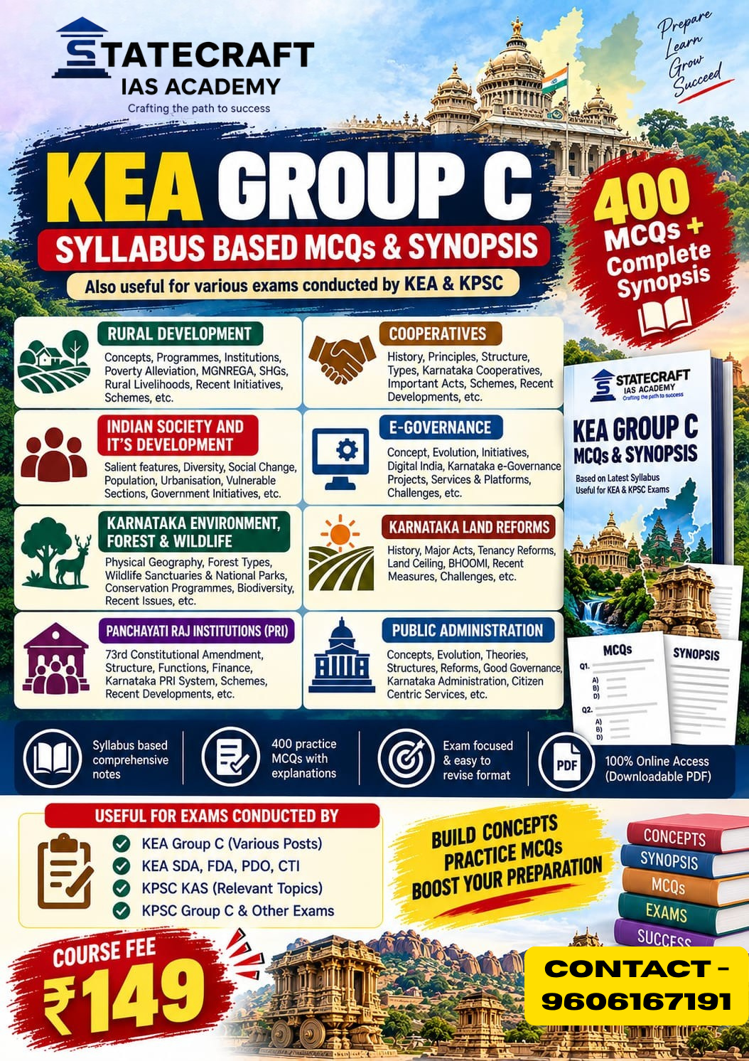 KEA Group C Complete Preparation PDF – 400+ Syllabus-Based MCQs with Detailed Answers, Synopsis Notes & Karnataka Competitive Exam Study Material