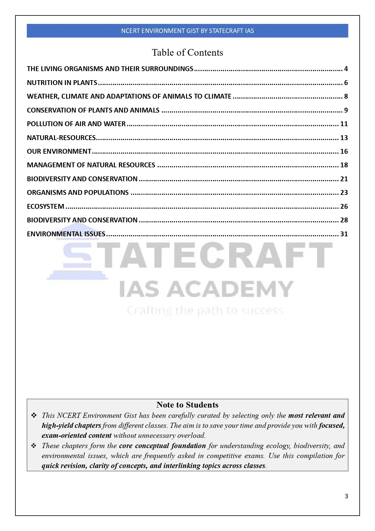 NCERT Environment Gist – Ultimate Last-Minute Revision Notes (UPSC, KPSC & Karnataka Exams)