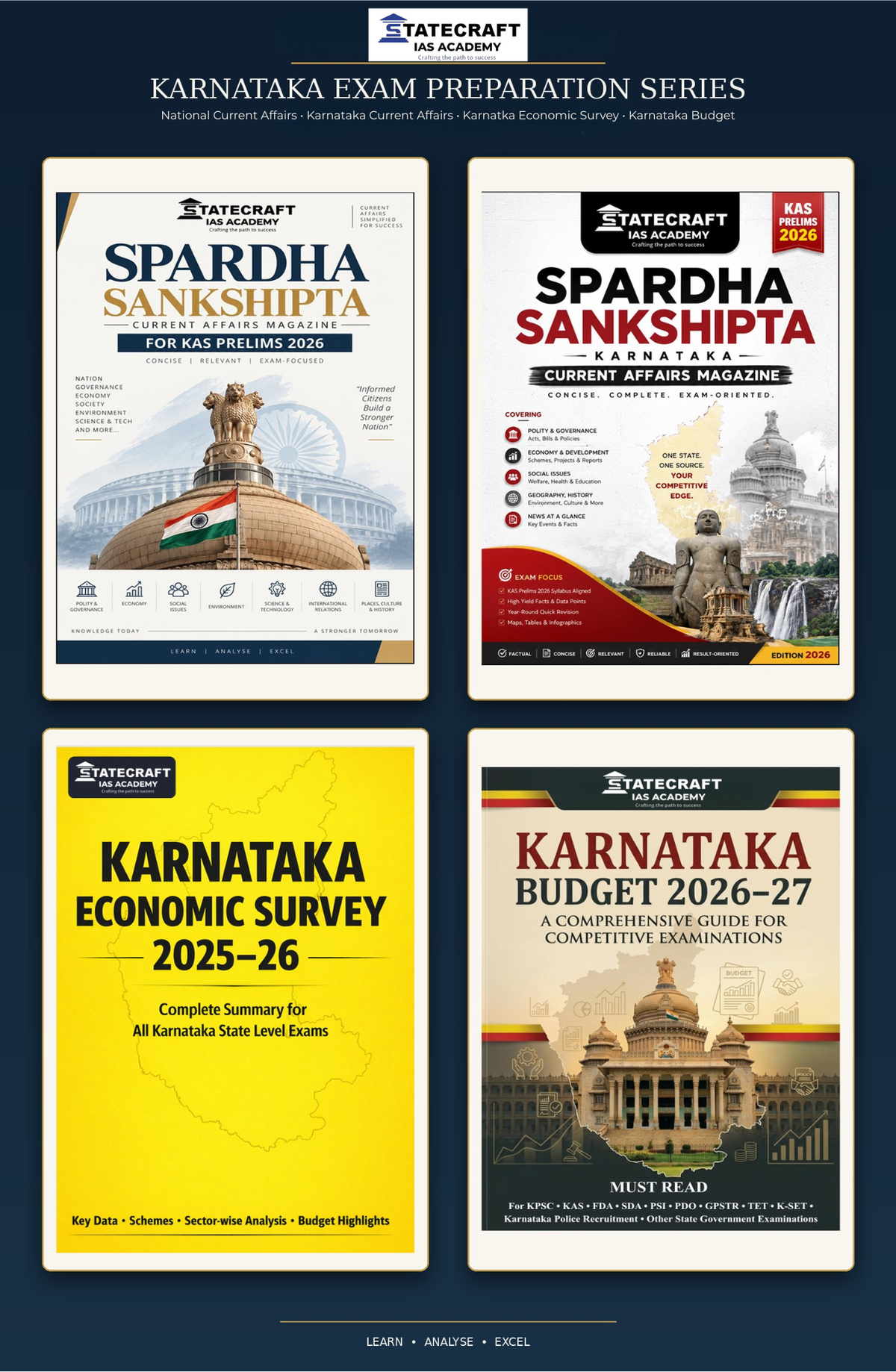 Karnataka Competitive Exams PDF Combo(KAS KIT)  | National Current Affairs, Karnataka Current Affairs, Economic Survey & Budget