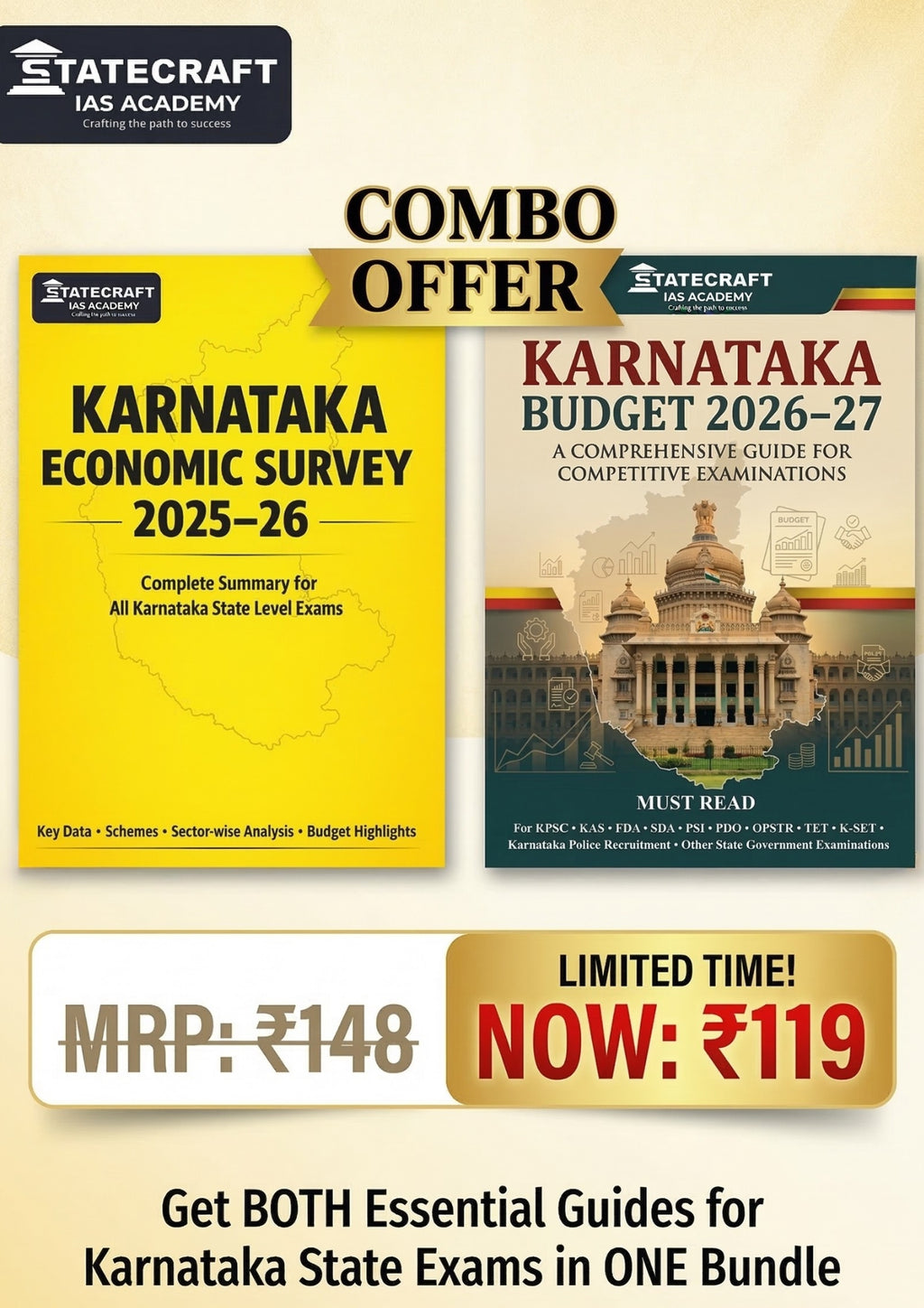 Karnataka Budget 2026–27 + Economic Survey 2025–26 Combo | Complete Guide for KPSC, KAS, FDA, SDA, PSI & All Karnataka State Exams