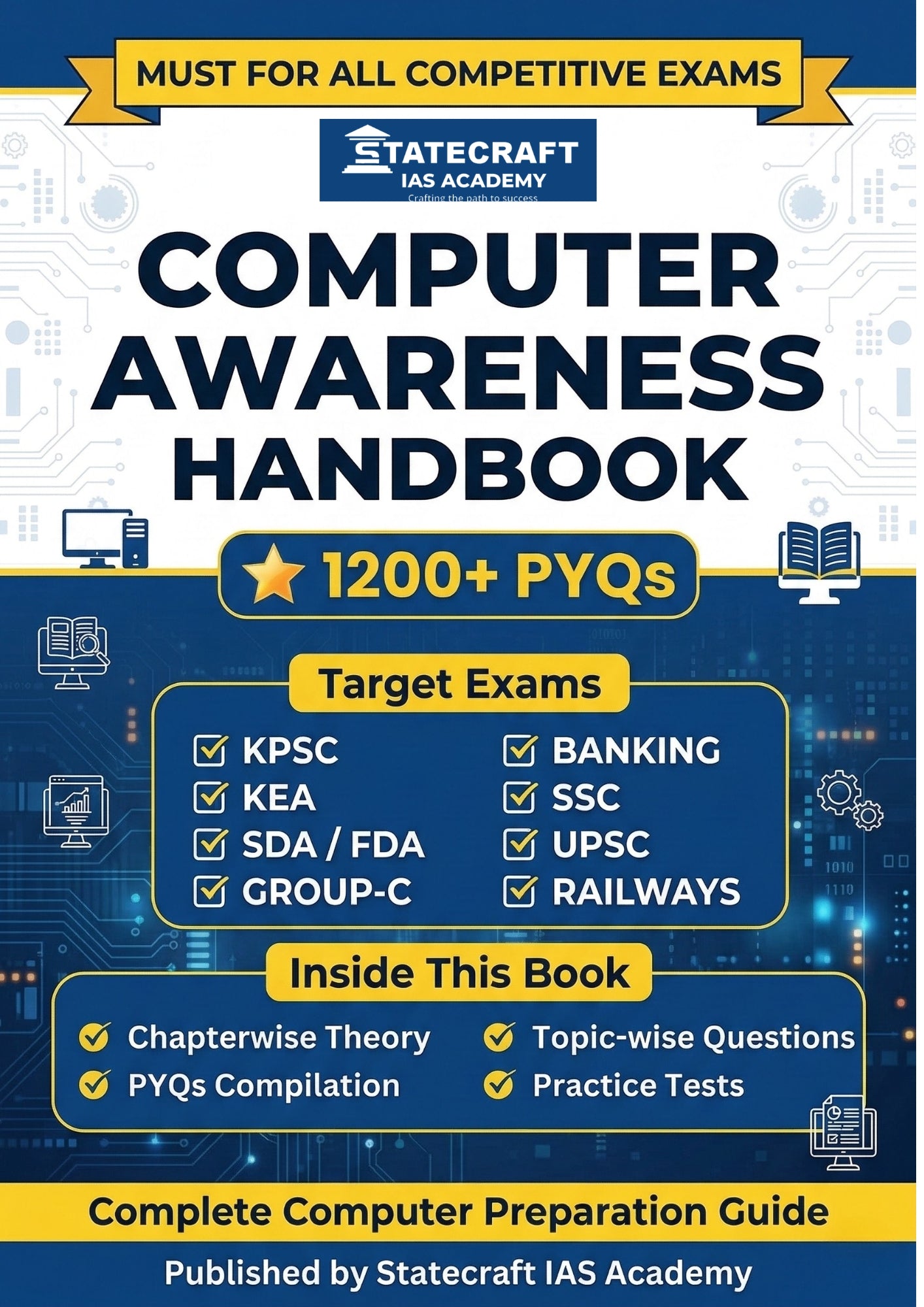 Computer Awareness Handbook with 1200+ PYQs for KPSC, KEA, Banking, SSC, UPSC & Railways | Complete Computer Preparation Guide