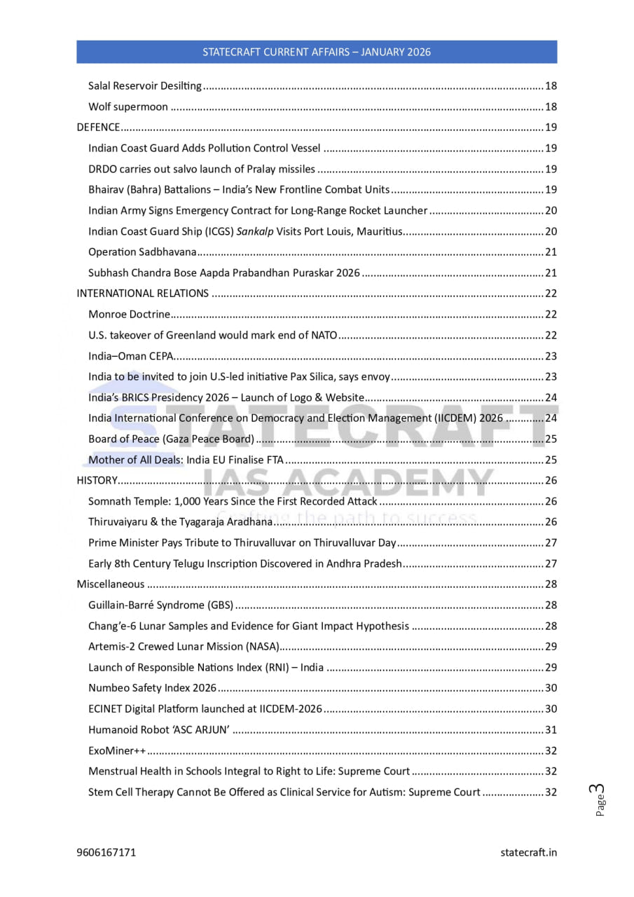 National Current Affairs January 2026 | For UPSC, SSC, Banking & Defence Exam Notes | Complete Monthly Analysis